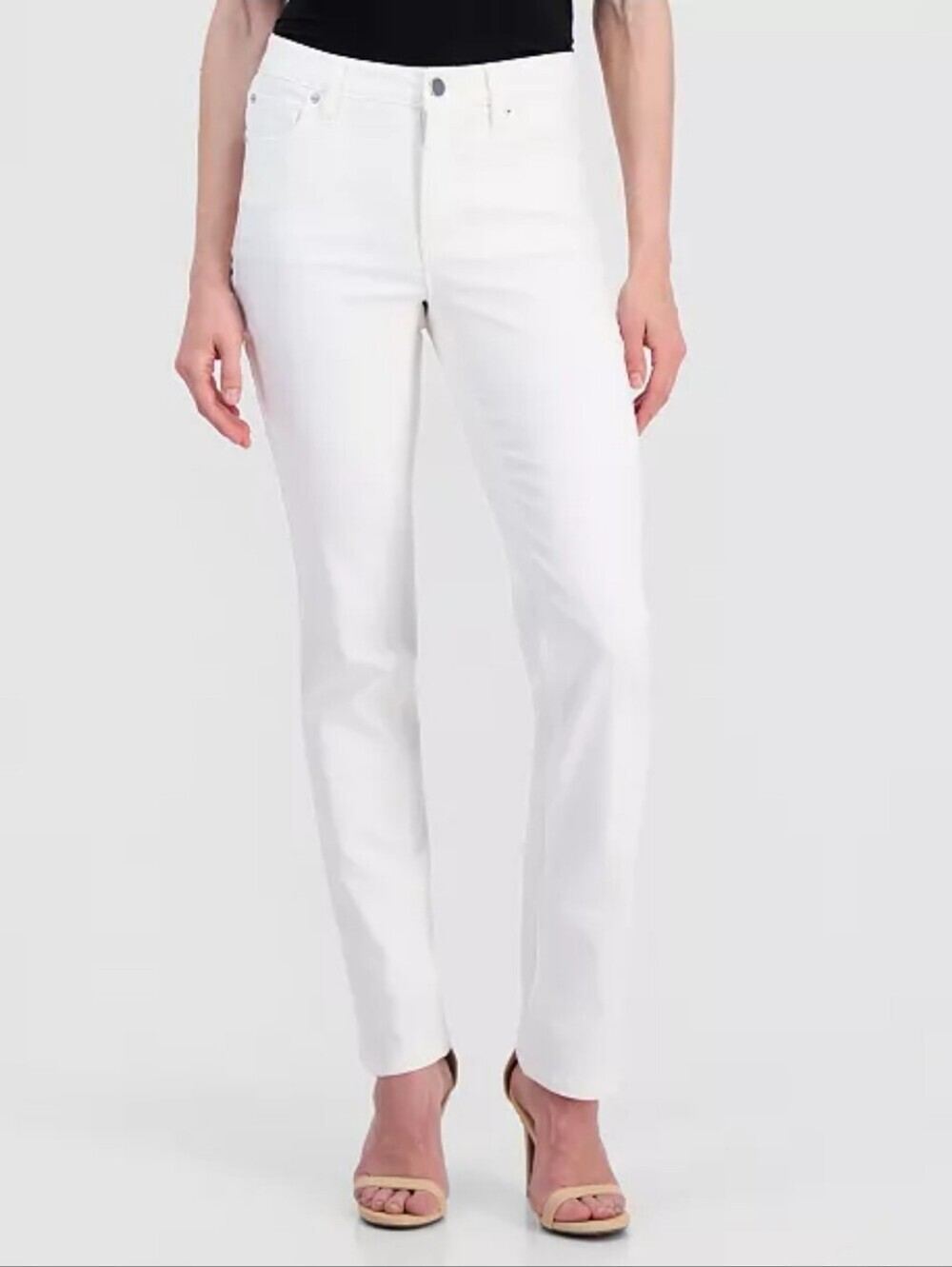 Ann Klein Women's Leo Slim Straight-Leg Full Lengh White Jeans, Size Missy 8
